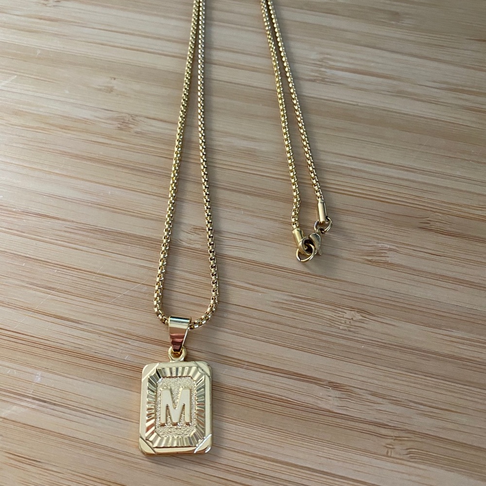 Initial Letter M Pendant Necklace 22inch